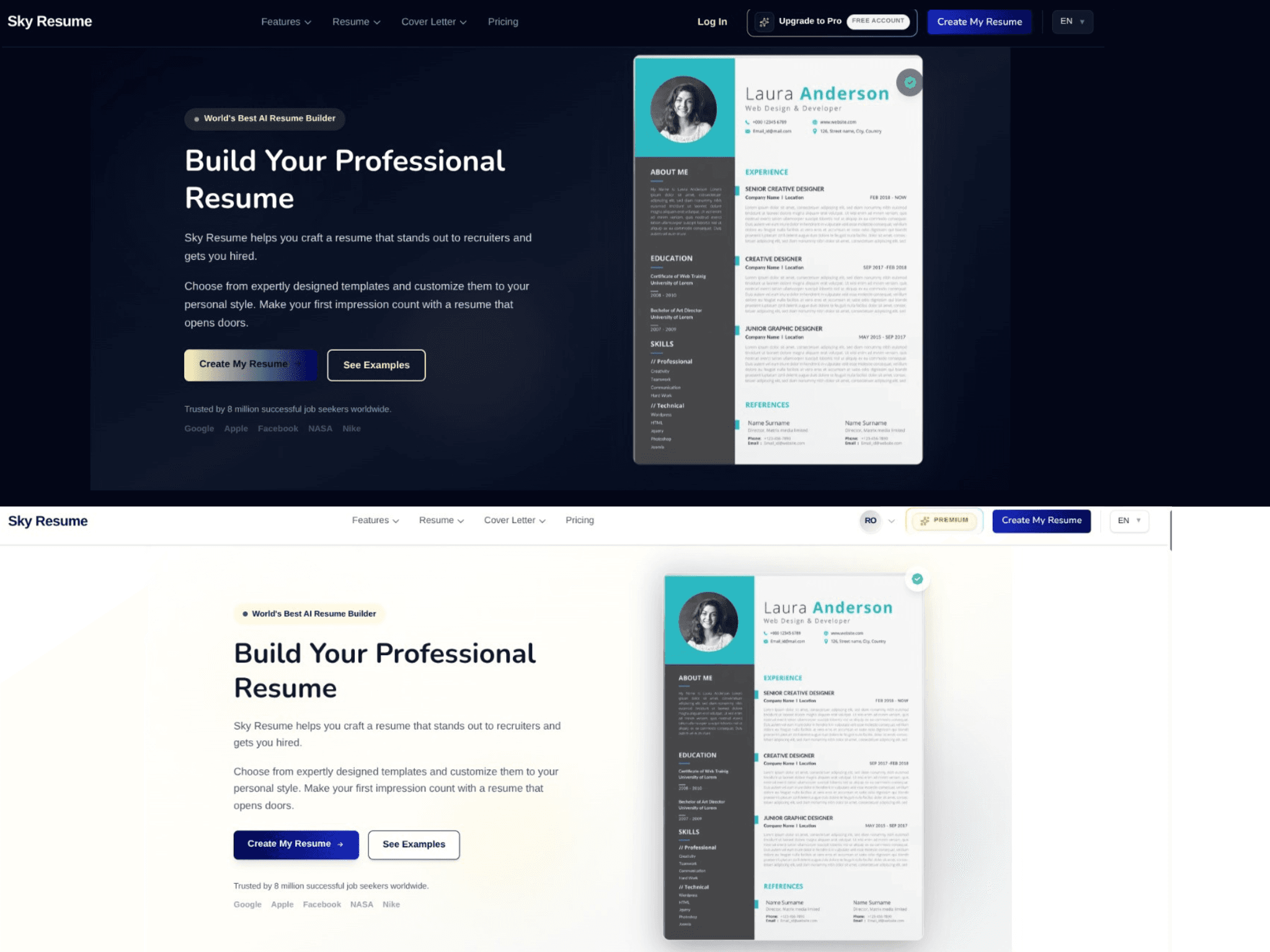 Sky resume screenshot 2